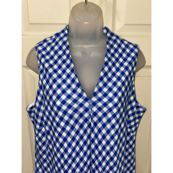 Tommy Bahama Gingham Blue & White Sleeveless Bonita Check Linen Dress M/M - Picture 9 of 10